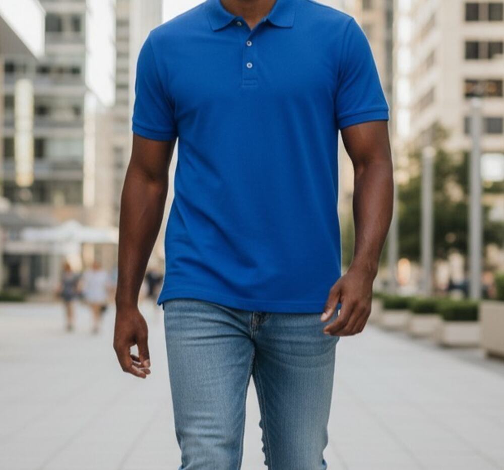 George Polo Shirt Men's Size Small Blue Cotton Polyester Blend